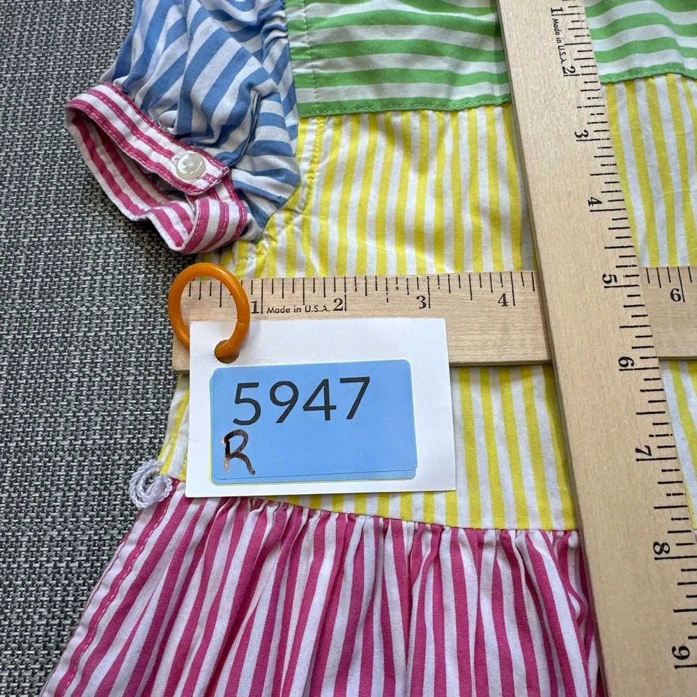 Ralph Lauren Baby Girls Multi Color Striped Patchwork Shirt Dress 18M